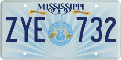 MS license plate ZYE732