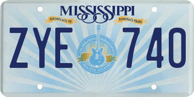 MS license plate ZYE740