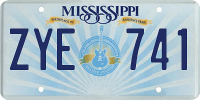 MS license plate ZYE741