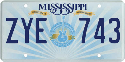 MS license plate ZYE743