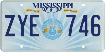 MS license plate ZYE746