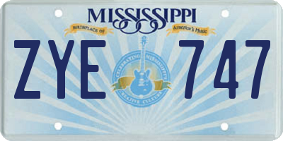 MS license plate ZYE747