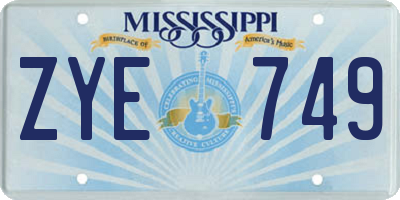 MS license plate ZYE749
