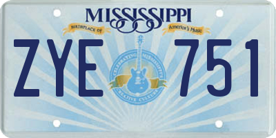 MS license plate ZYE751