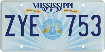 MS license plate ZYE753