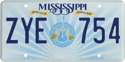 MS license plate ZYE754