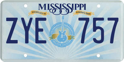 MS license plate ZYE757