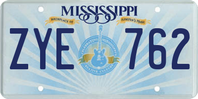 MS license plate ZYE762
