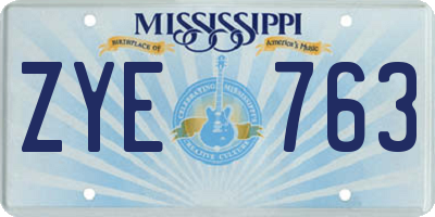 MS license plate ZYE763