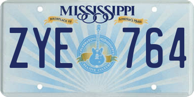 MS license plate ZYE764