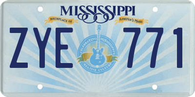 MS license plate ZYE771