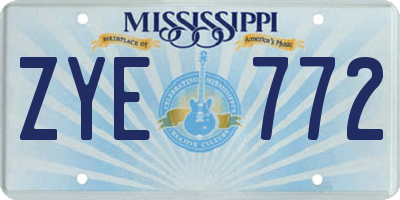 MS license plate ZYE772