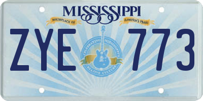 MS license plate ZYE773