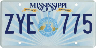 MS license plate ZYE775
