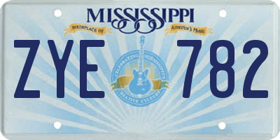 MS license plate ZYE782