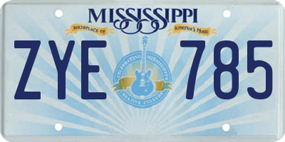 MS license plate ZYE785