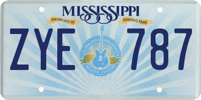 MS license plate ZYE787