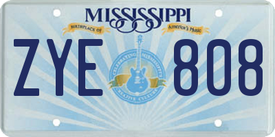 MS license plate ZYE808