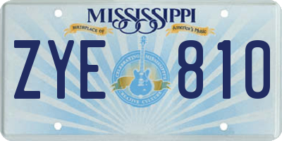 MS license plate ZYE810