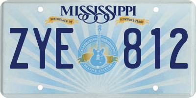 MS license plate ZYE812
