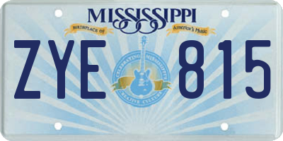 MS license plate ZYE815
