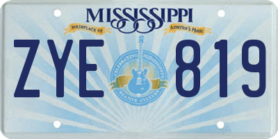 MS license plate ZYE819