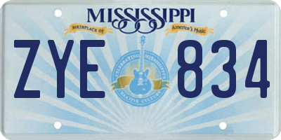 MS license plate ZYE834