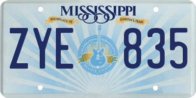 MS license plate ZYE835