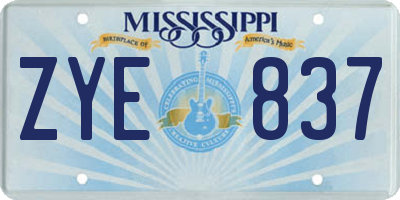 MS license plate ZYE837