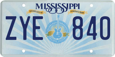 MS license plate ZYE840