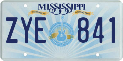 MS license plate ZYE841