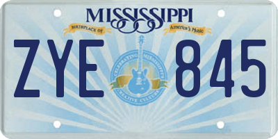 MS license plate ZYE845