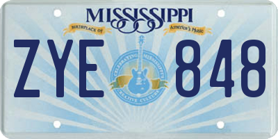 MS license plate ZYE848