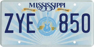 MS license plate ZYE850