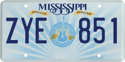 MS license plate ZYE851