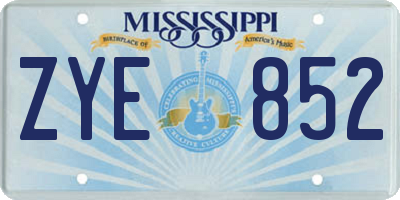 MS license plate ZYE852