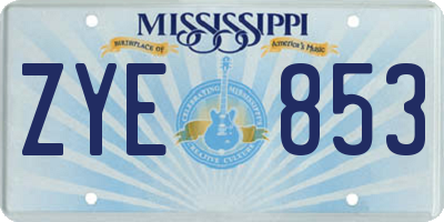 MS license plate ZYE853