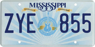 MS license plate ZYE855