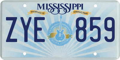 MS license plate ZYE859