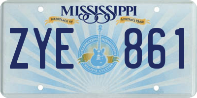 MS license plate ZYE861