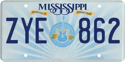 MS license plate ZYE862