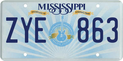 MS license plate ZYE863