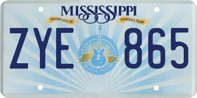 MS license plate ZYE865