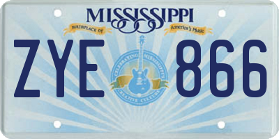 MS license plate ZYE866