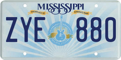MS license plate ZYE880