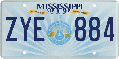 MS license plate ZYE884