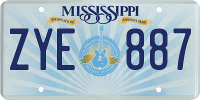 MS license plate ZYE887