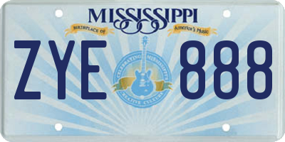 MS license plate ZYE888