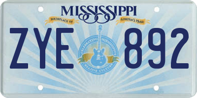 MS license plate ZYE892