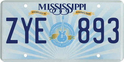 MS license plate ZYE893